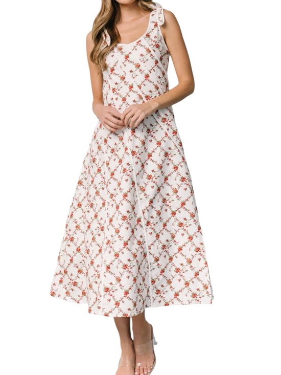 Baltic Born Dresses & Skirts - Baltic Born NWT Isla Tank Dress XL Sleeveless Floral Tie-Shoulder Midi Off White